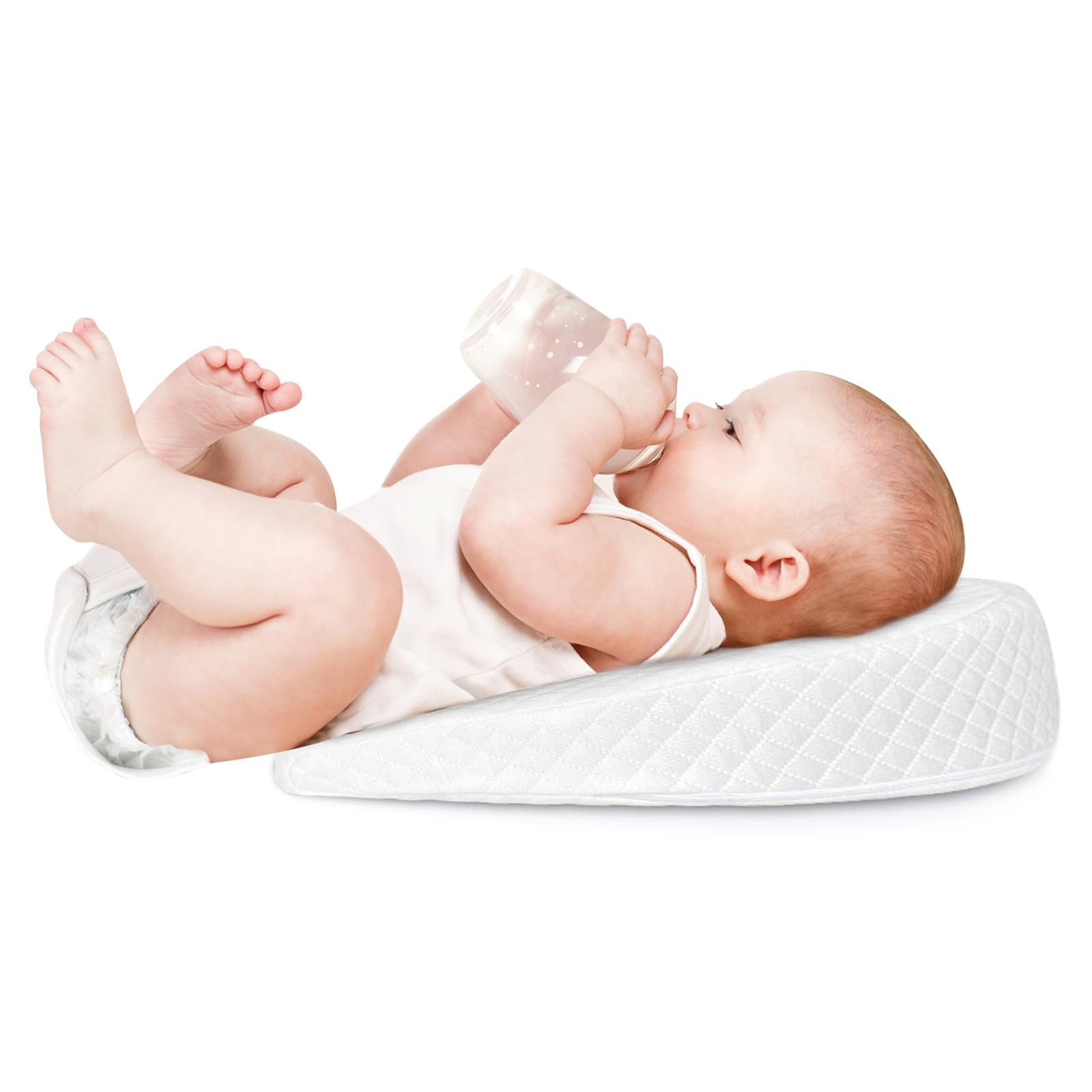 Sumkyle Baby Wedge Pillow 39 × 31 × 11CM, Soft Round Crib Wedge Pillow With  Washable Cover, Feeding Pillows for Reflux Baby Sleep, Breathing