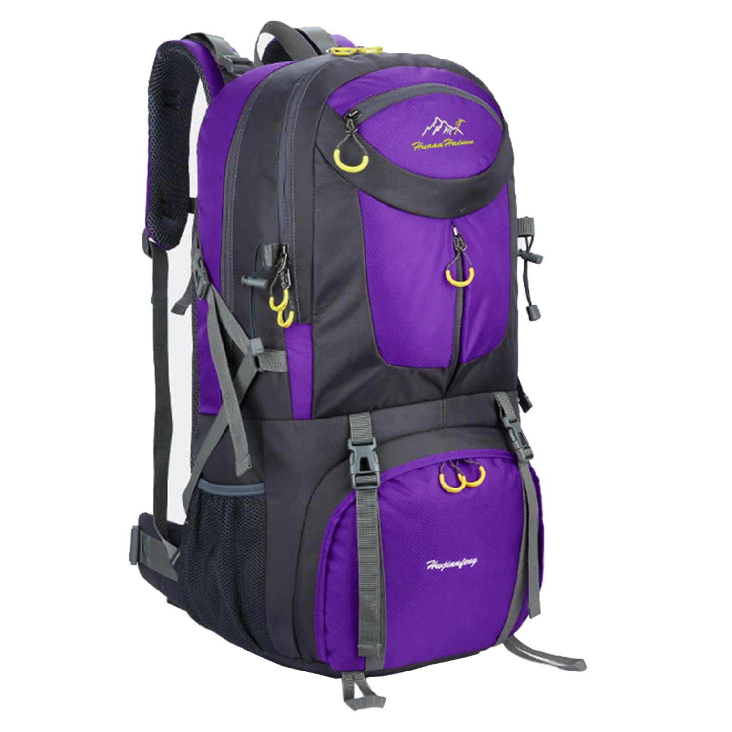 Mymm Unisex Purple 50 Liter Backpack, Great For Outdoor Sport, Hiking, Trekking, Camping Travel, Mountain Climbing. Waterproof Mountaineering Bag, Travel Climbing Daypacks, Knapsack, Rucksack