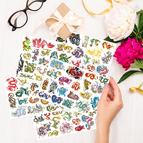 Ancient Dragon Tattoos Party Supplies Decorations Favors Chinese Fairy Dragon Waterproof Temporary Video Cartoon Stickers for Girls Boys Kids Class Activity (405pcs) - image 2