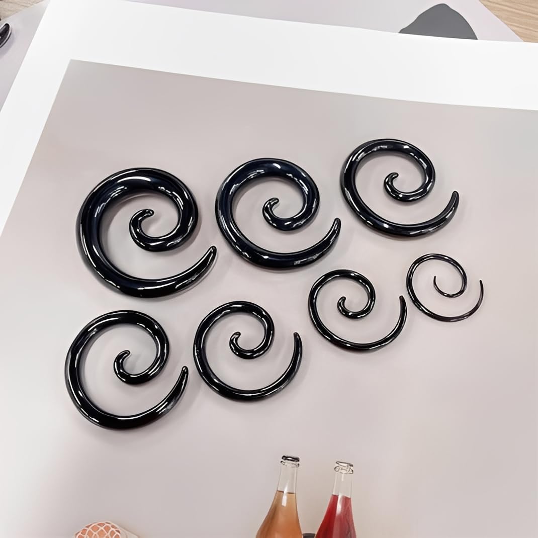 IMINI 2 dilatatori a spirale a forma di lumaca, in acciaio inox, placcati oro/nero, per orecchie allungate, gioielli per piercing per donne e uomini