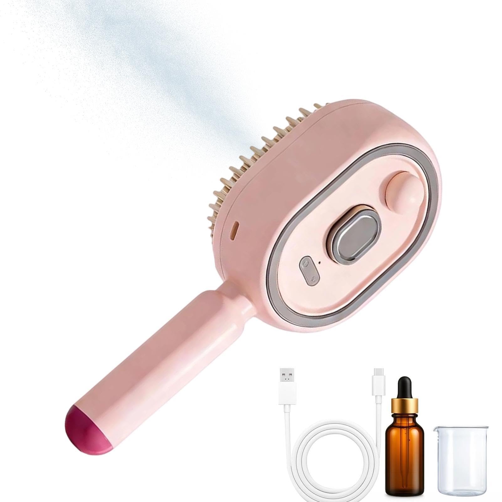 Spazzola lisciante a vapore per capelli, Pettine Ricaricabile Districante con misurino, Spazzola lisciante elettrica portatile per capelli corti, ricci e spessi
