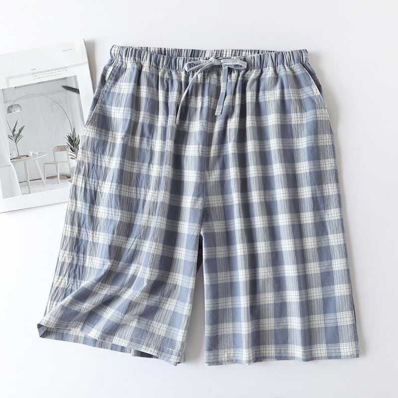 Men's Woven Sleep Shorts Cotton Plaid Pajama Short Sleepwear Soft Comfy Drawstring Sleep Lounge Pj Bottoms 3 Pack2