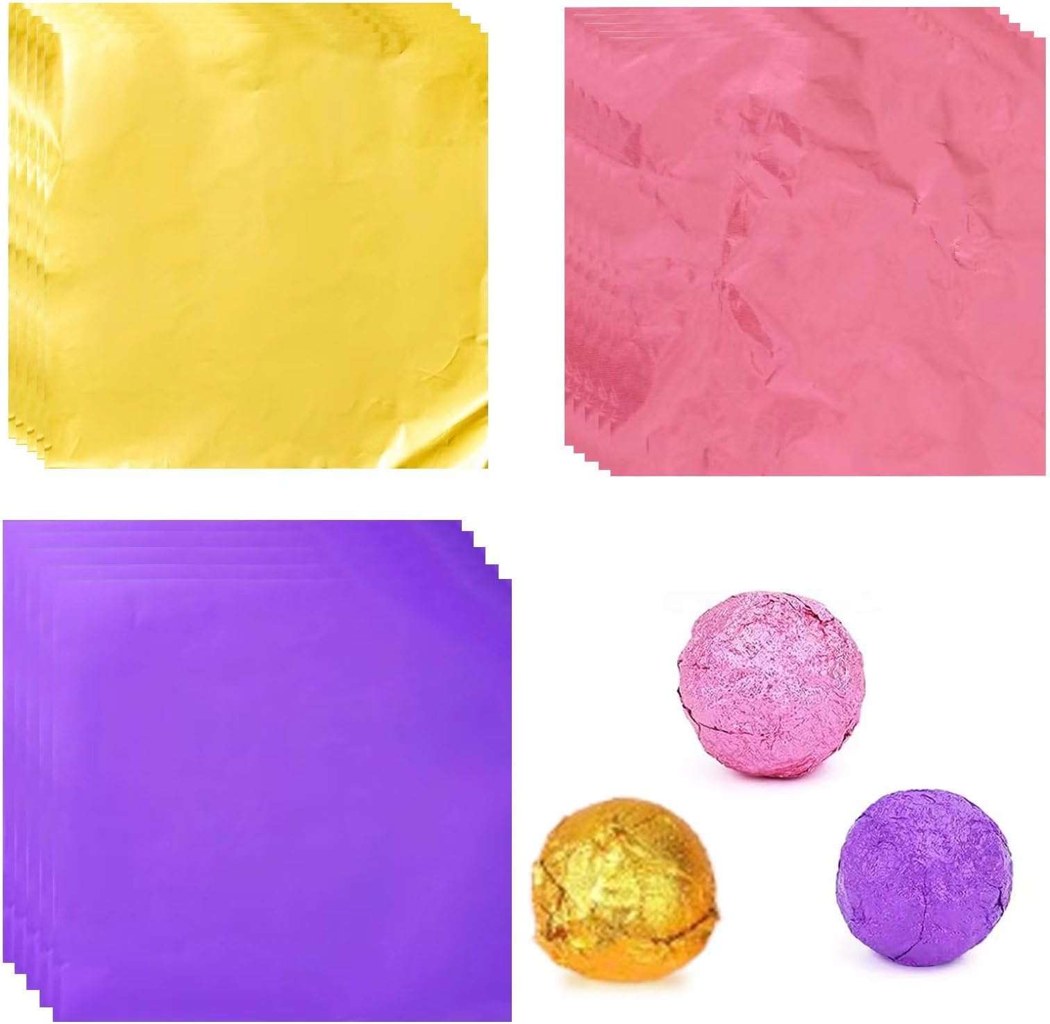 300 Pcs Chocolate Bar Wrappers, 6x6 inches Candy Bar Wrappers Colored Aluminum Foil Candy Wrapping Paper for Chocolate Bar Packaging Candy Packaging Decoration