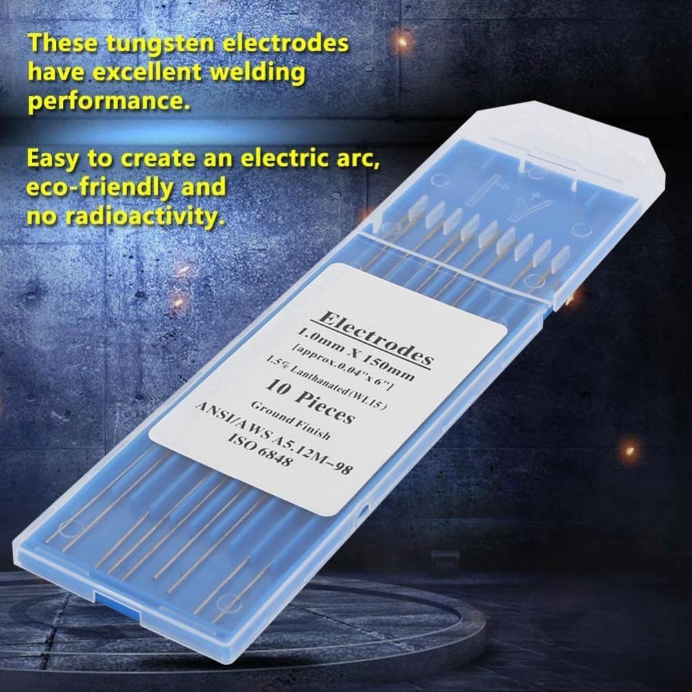 Bacchette per saldatura TIG al lantanio WL15, adatte per acciaio inossidabile, acciaio al carbonio, rame, lega di alluminio con caratteristiche stabili (3,2 mm x 150 mm)