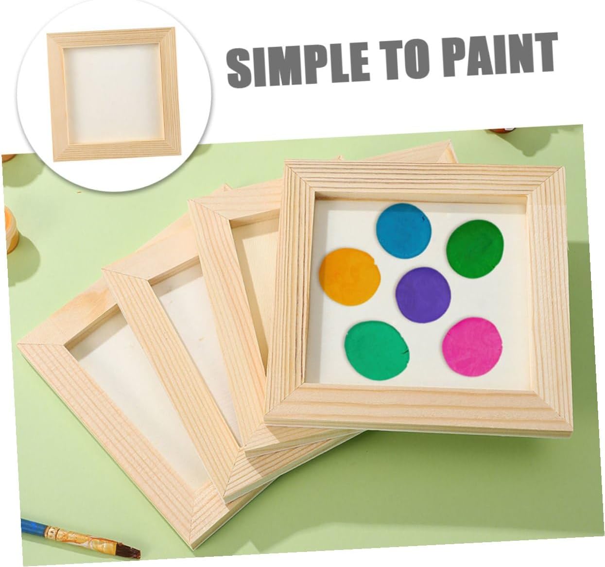 5 Pcs DIY Painting Blank Wood Picture Frames 16.5x16.5cm Craft Photo Frames for ’s Room Décor