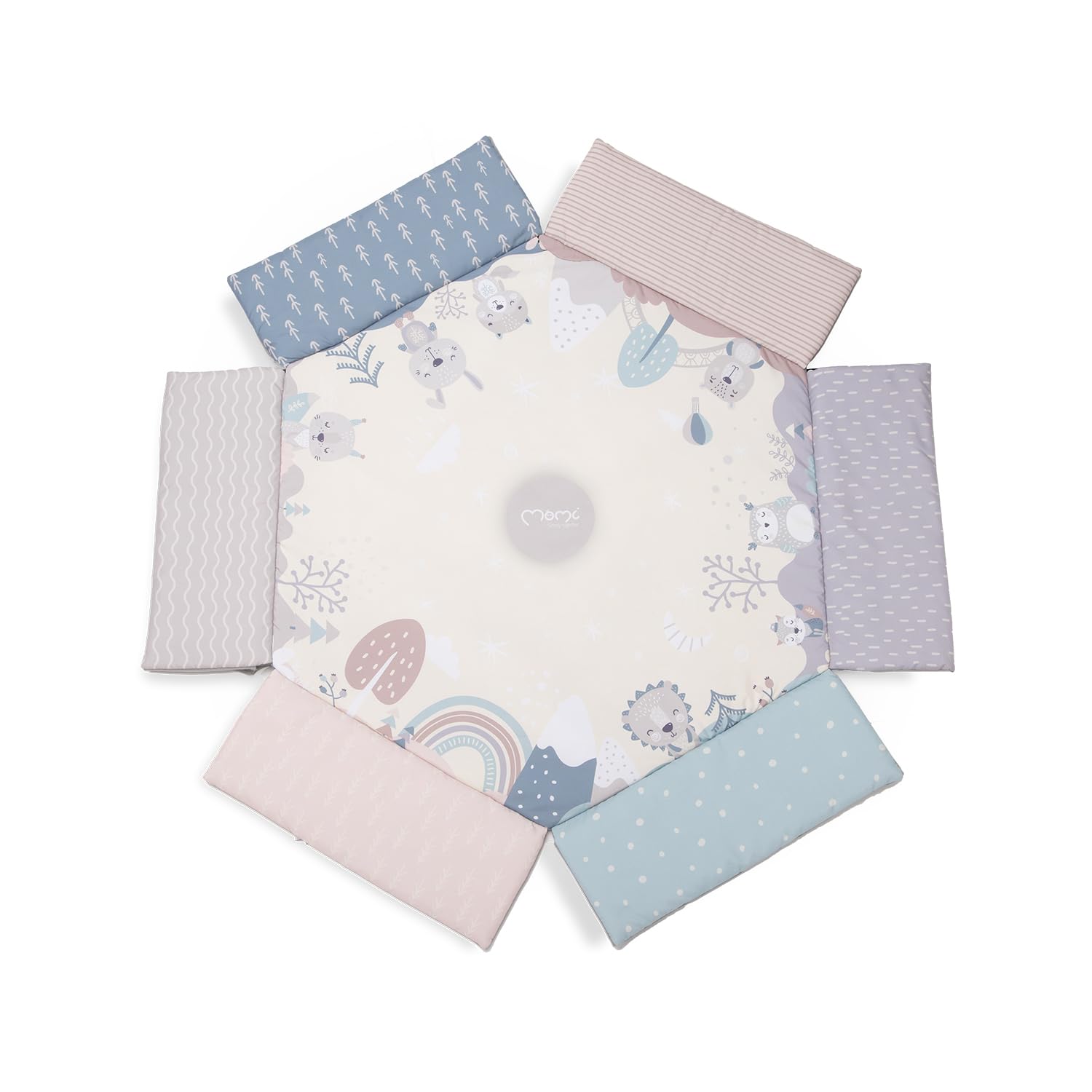 Arche de jeu MoMi PASTEL avec tapis rampant 3 en 1 pour bébé dès la naissance, tapis d'activité sensorielle avec 2 arches, bain de balles, 5 jouets, 20 balles avec sac