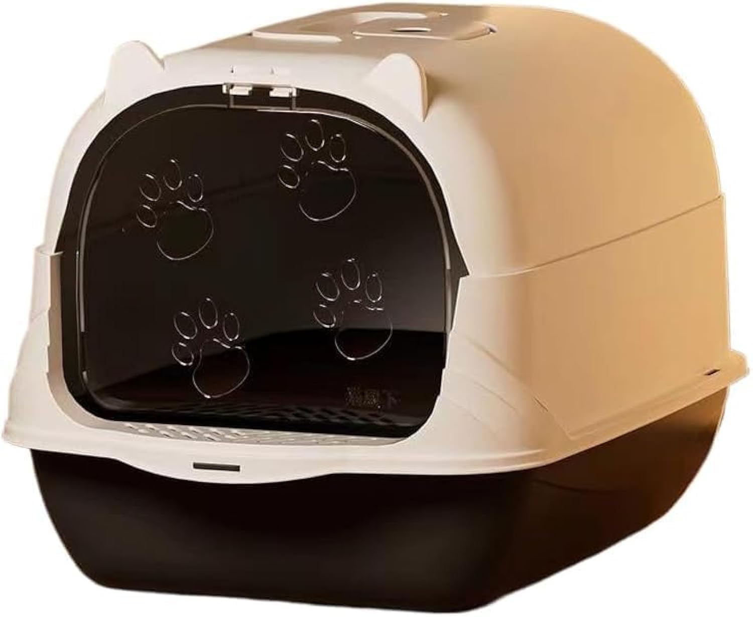 BOBBYQ Enclosed Cat Litter Boxes Plastic Cat Litter Box with Lid and Door Closed Anti-Splshing Standard Kitten Toilet with Sifting Pedal and Litter Scoop for Kitty (Black-White) (white black)