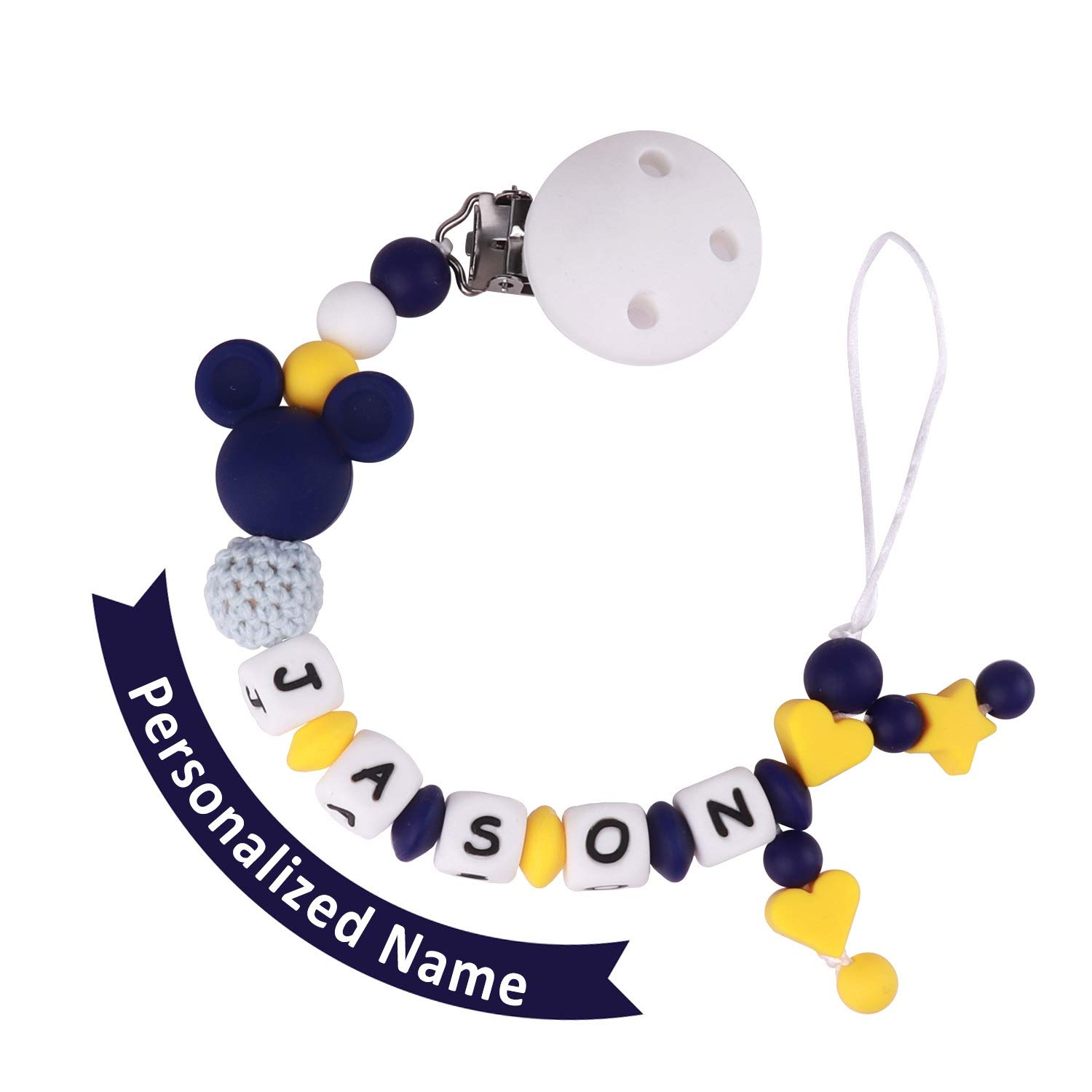 teething dummy clips personalised