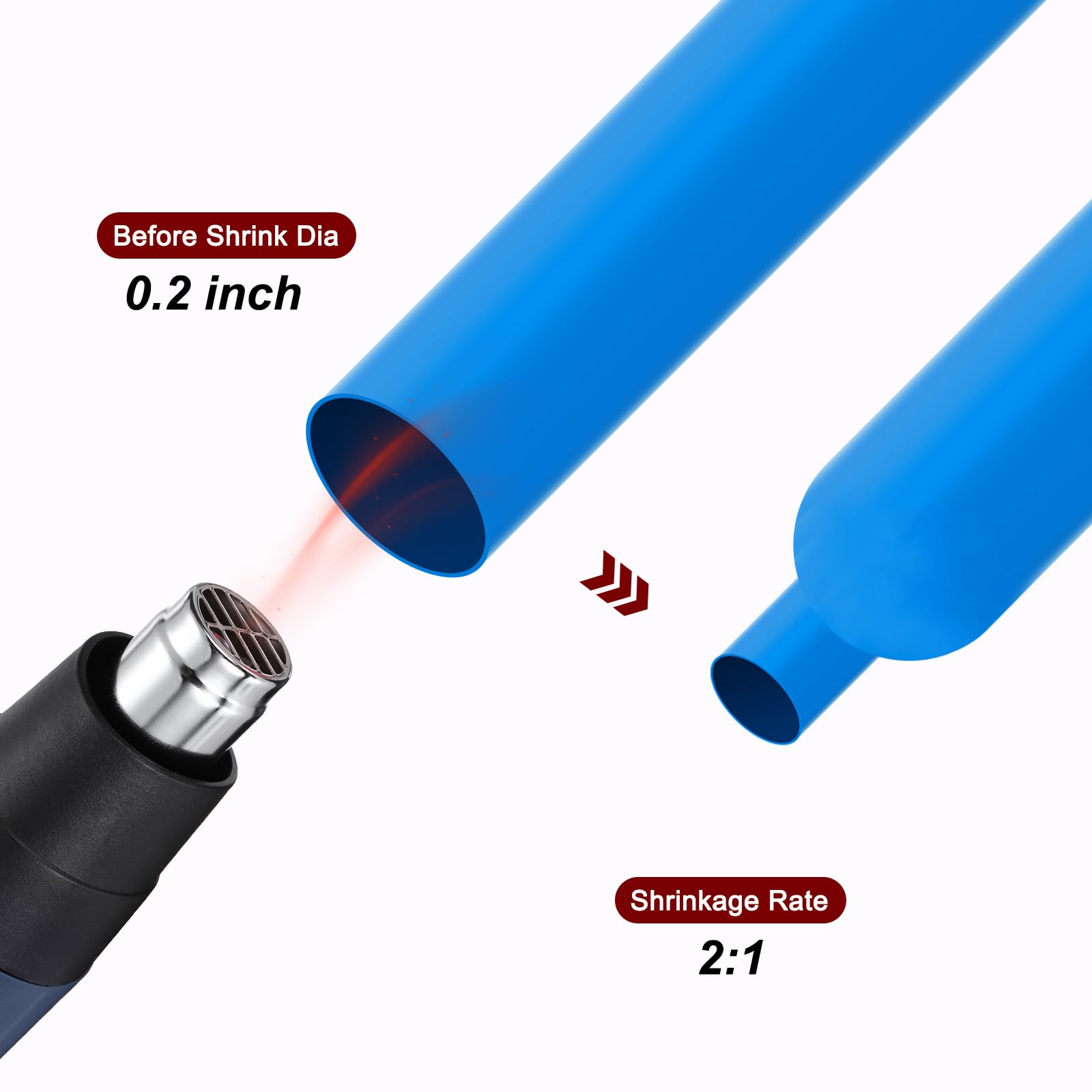 DMiotech Guaina Termorestringente Tubo Di Isolamento Elettrico 2:1 Rivestimento Cavo Blu Diametro 0.2 Pollici Lunghezza 164 Piedi