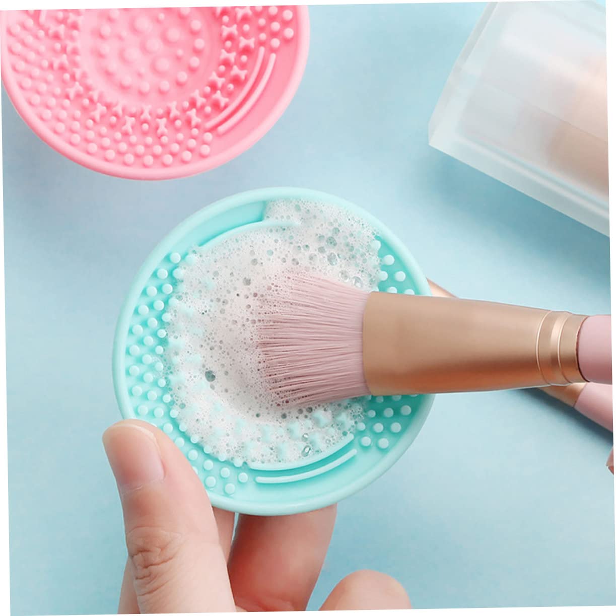 FRCOLOR 24pezzi Tappetini Silicone Per Pulizia Pennelli Trucco Strumento Maneggevole Per Lavare Accessori Cosmetici Per Ombretti e Sopracciglia