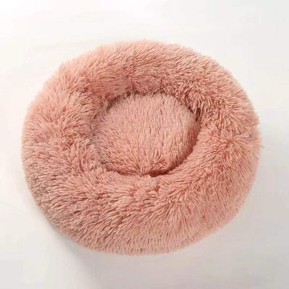 Lit pour chat et petit chien rose | Coussin doux lavable en peluche 40cm