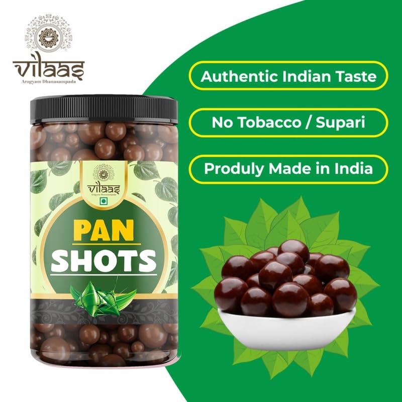 Image of VILAAS Pan Shots Mukhwas Candy Balls 100GM | Refreshing Paan Flavour Laddu Candy | Traditional After-Meal Mouth Freshener | Sweet & Aromatic Paan Treat | Ready to Eat Snack