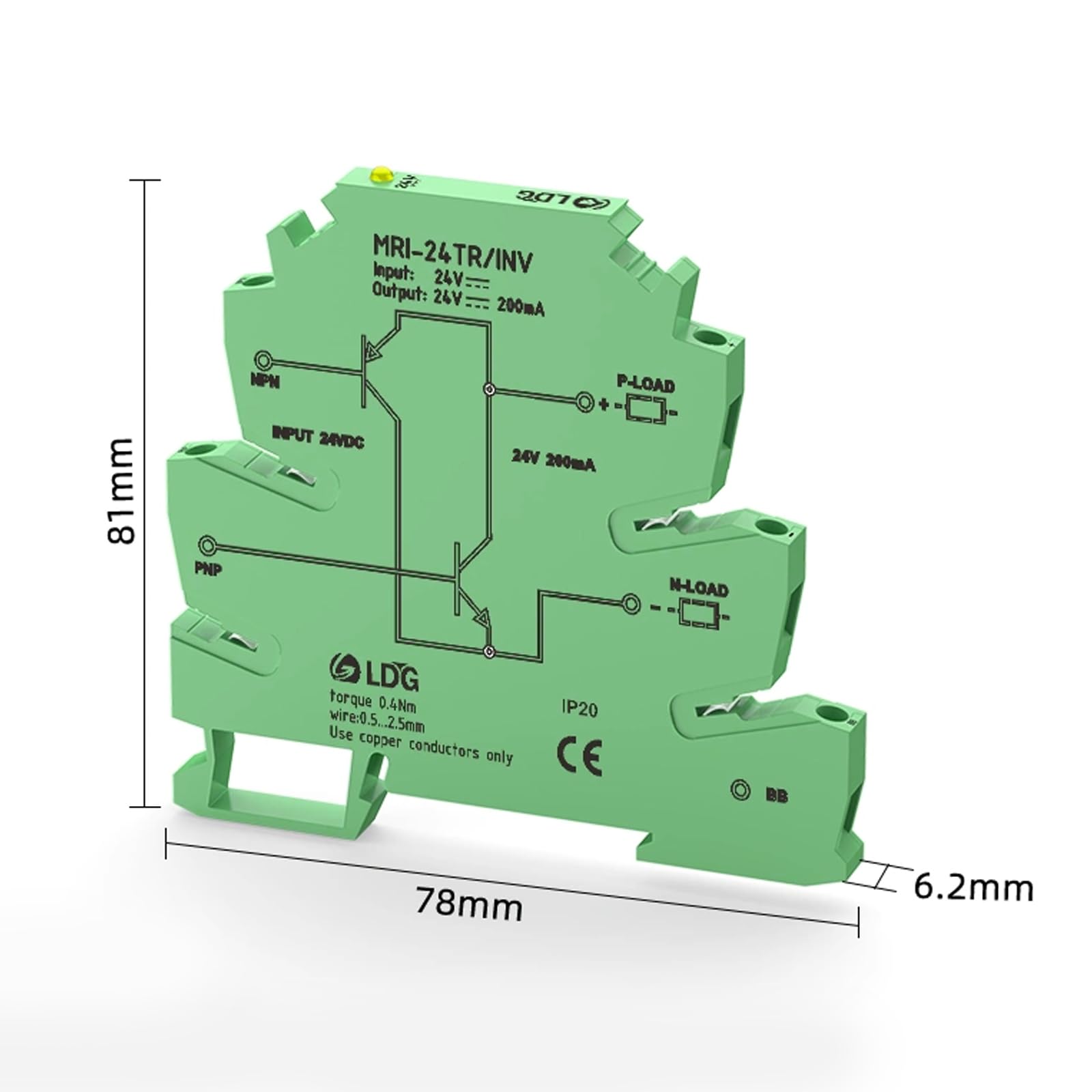 Convertitore di segnale NPN,convertitore di segnale MRI-24TR/INV ​​Convertitore di segnale NPN PNP Sensore PLC Modulo di conversione del livello di polarità IO