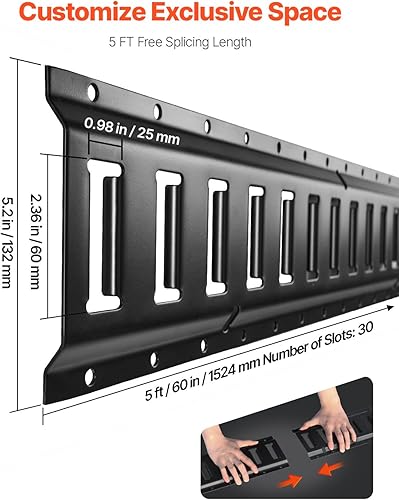 Miniatura 4 de VEVOR Riel de amarre E-Track, rieles de acero de 5 pies, 4 piezas, ranuras estándar de 1 pulgada x 2.5 pulgadas compatibles con juntas tóricas y