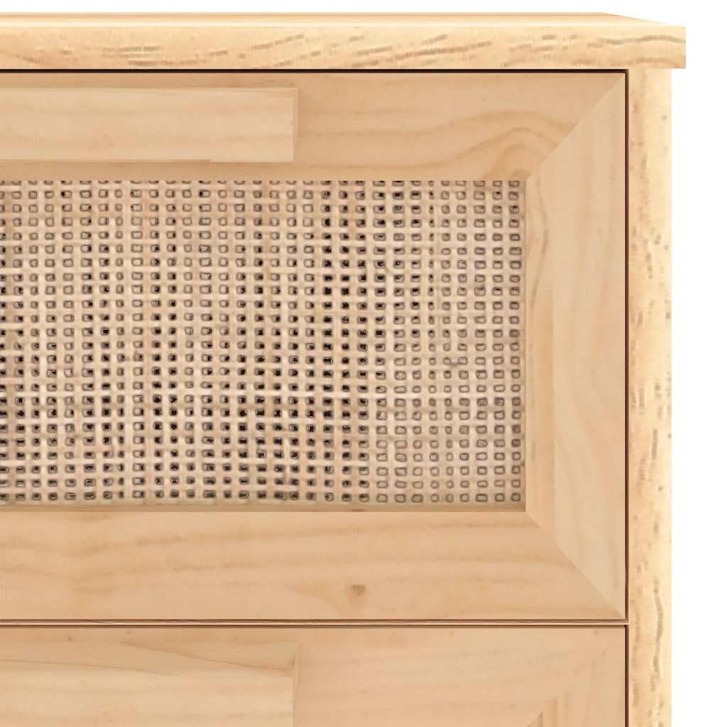 vidaXL Buffet Armoire de Rangement Organisateur de Maison Meuble de Salle de Séjour Intérieur Marron 40x30x90 cm Bois de Pin Massif et Rotin Naturel