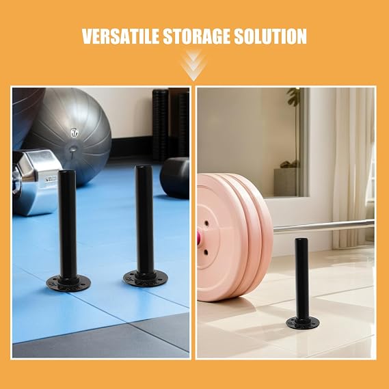 Weight Plate Rack Space-saving Design Wall Mounted Barbell Plates for 4pcs with Metal Storage Organizer and Commercial Gym Fitness Routines