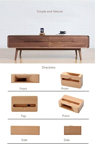 Miniatura 3 de UnnFiko Soporte de madera para amplificador de sonido para iPhone, mini megáfono natural para teléfono celular (cuadrado)