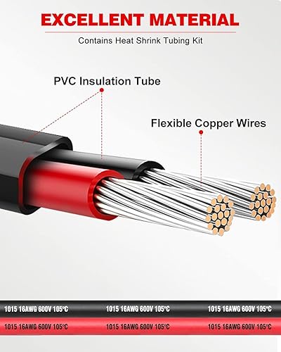 Vista 32 de NAOEVO Cable eléctrico de calibre 18, 2 conductores, cable de PVC trenzado de 18 AWG, bajo voltaje de 12 V/cobre estañado/cable flexible