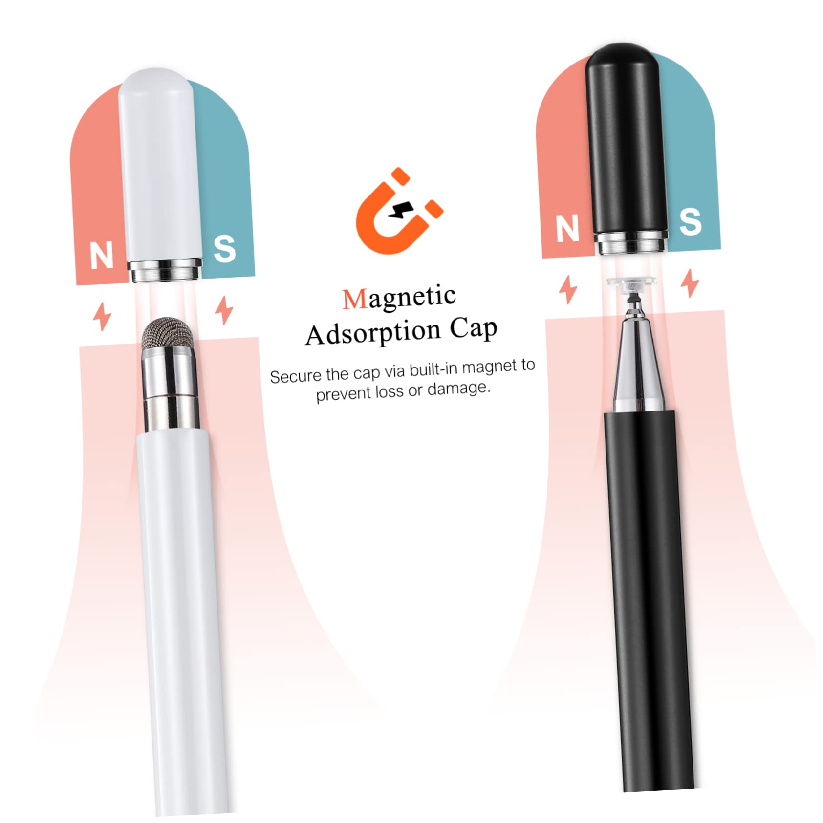 UKCOCO 8piezas Lápiz Stylus Capacitivo De Doble Punta para Pantallas Táctiles Compatible Móviles y Tablets Punta De Flexible y Silenciosa Paquete