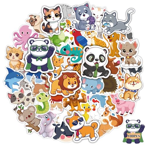 100 PCS Water Bottle Stickers for Kids,Cute Animal Aesthetic Sticker Pack - Vinyl Kawaii Stickers for Girls Boy Classroom Prizes,Party Favors for Scrapbook, Laptops, Journal - image 8