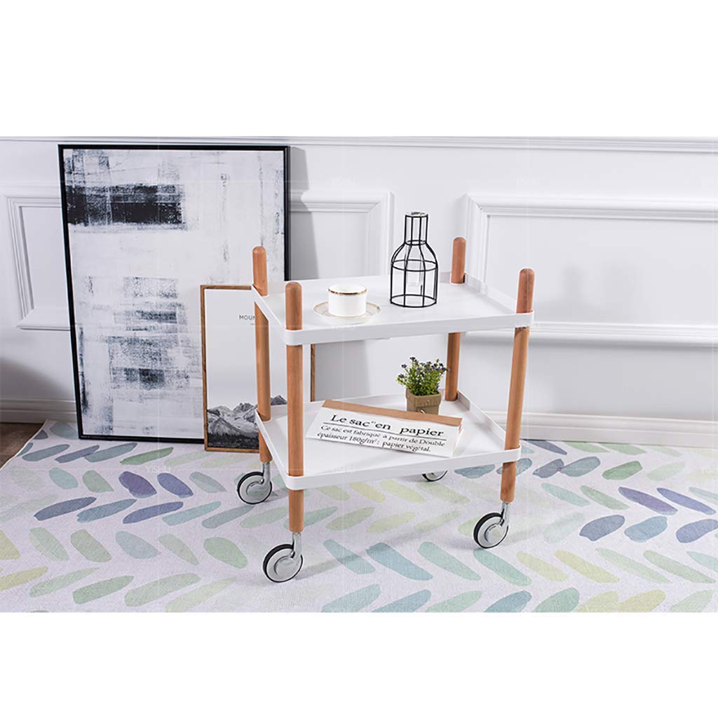 Carro de Servicio con Soporte de Madera, Bandeja de Polipropileno de 2 o 3 Niveles y Ruedas con Bloqueo. Ideal para cocinas, hoteles y restaurantes.