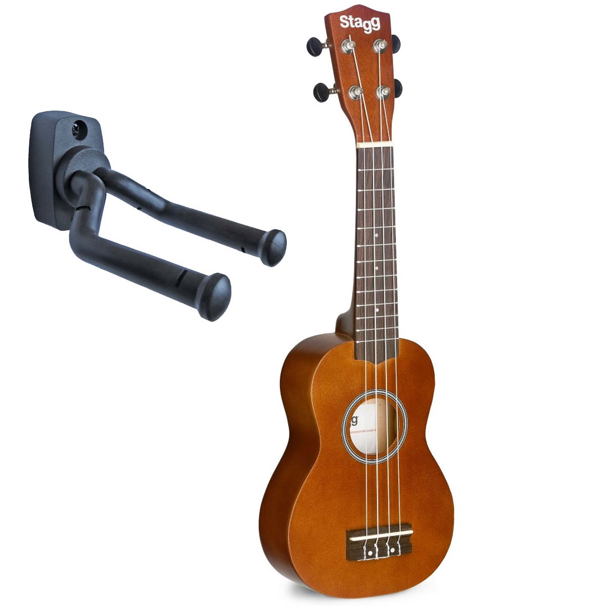 Stagg US-NAT ukulele sopranowe naturalne z torbą + uchwyt ścienny keepdrum