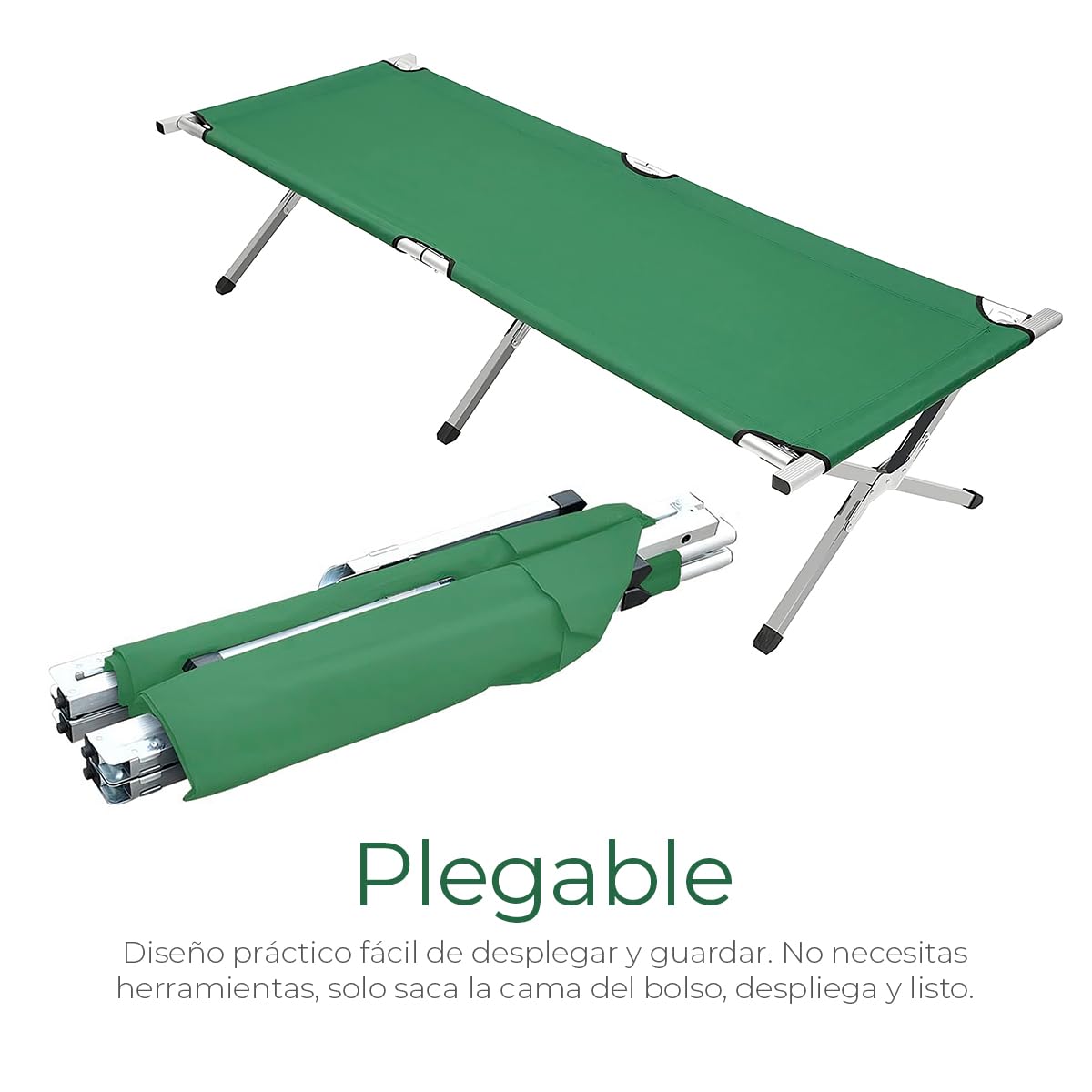 Raganet, Folding Cot For Outdoor, Portable Bed 64 Cm Width X 190 Cm