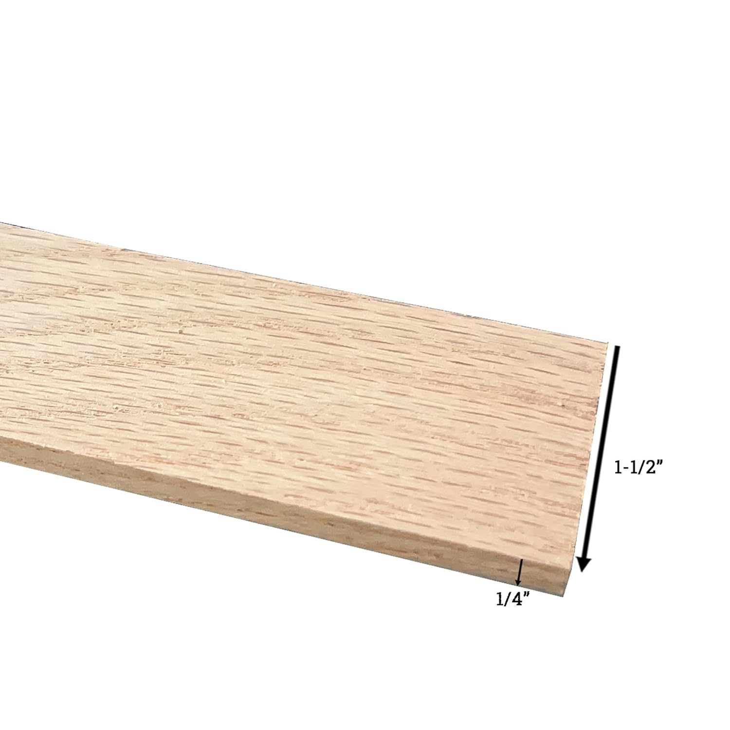 1/4" x 1-1/2" x 6' Red Oak Board, Solid American Hardwood, Unfinished, Thin Sawn, Perfect for Slat Wall, Woodworking, or Edging (5)