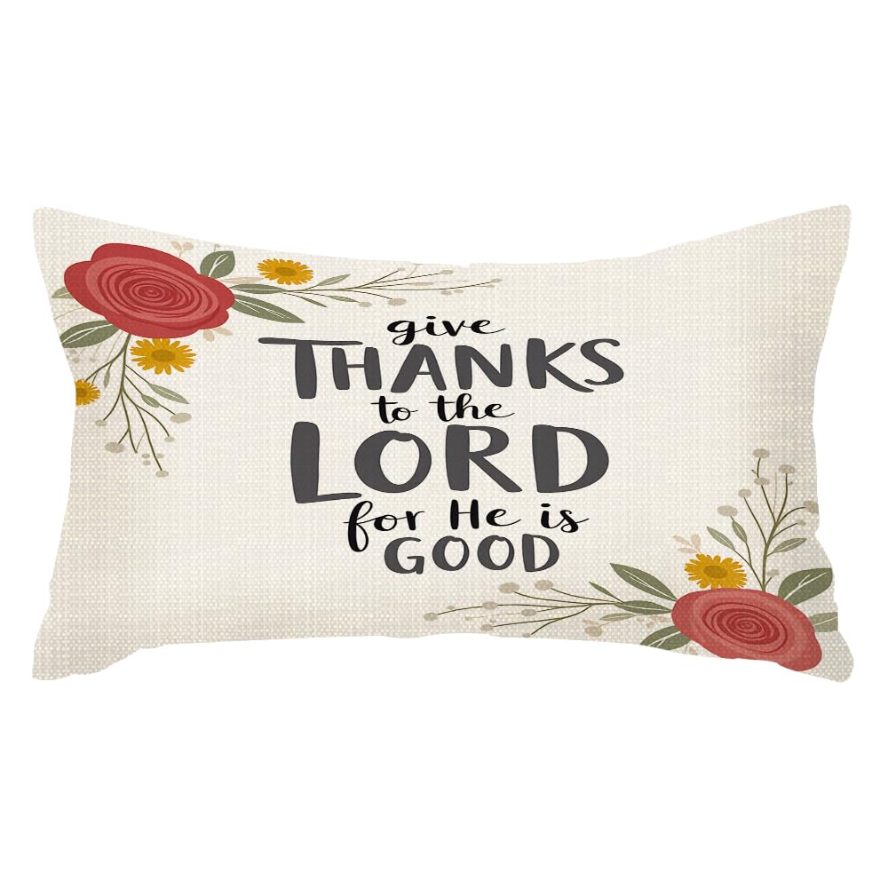 SSOIU Throw Pillow Covers Blessing Give Thanks Bible Cushion Pillow Case Home Decor Pillowcase 12x20 Inches