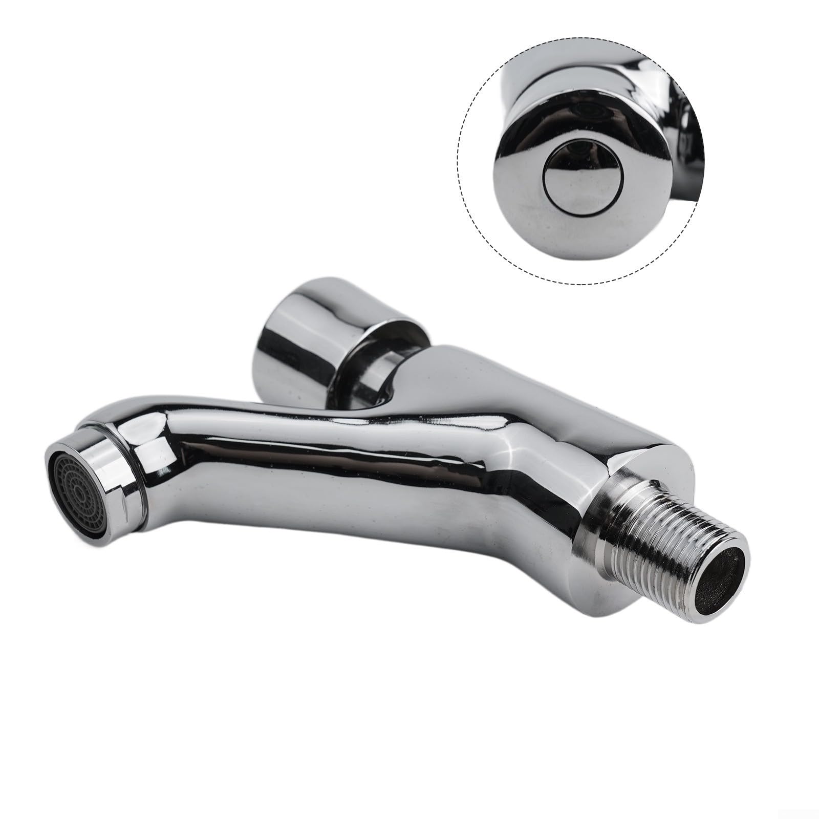 Wall Mounted Self Closing Tap Single Cold Water Brass Chrome Bathroom Basin Faucet Push Button Delay Closing Public — view 3