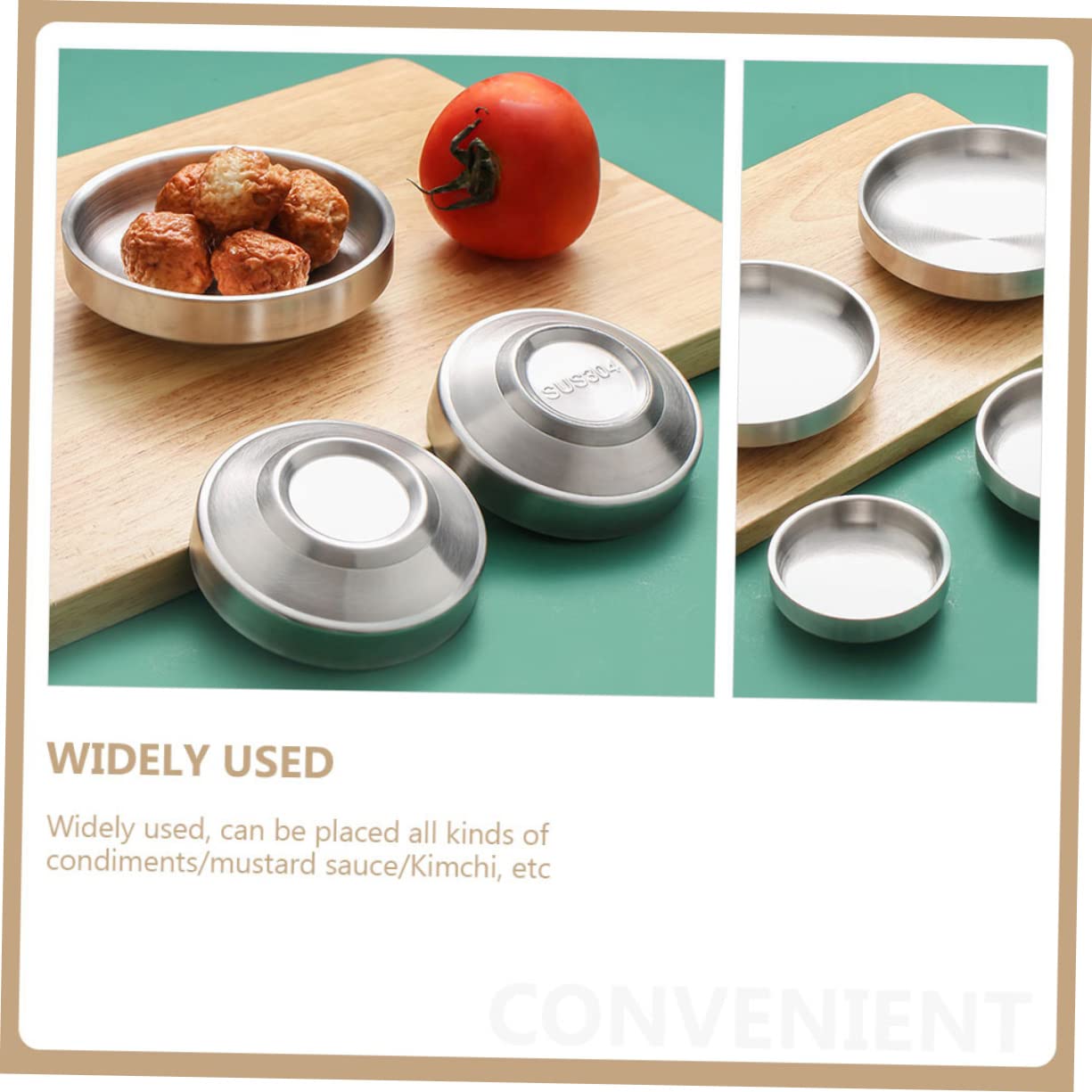 COLLBATH 2pcs Pickle Dish Silverware Tray Mini Tart Pan Mini Tart Tins Tiered Serving Tray Mini Pickles Korean Dipping Bowls Appetizer Serving Plate Dipping Dishes Plates Stainless Steel