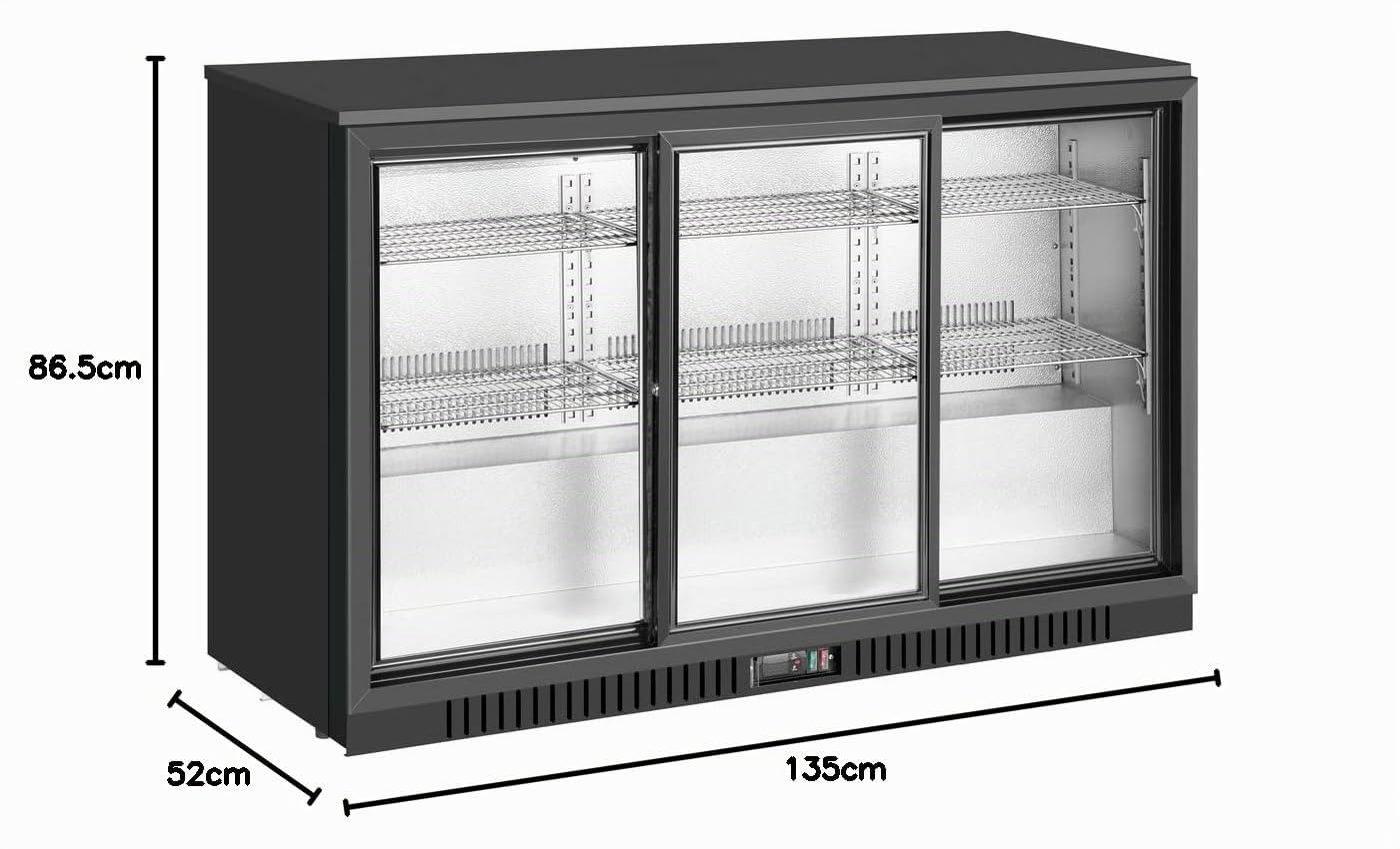 METRO Professional Frigo Vetrina per Bevande con Porta in Vetro, 308 L, alluminio/vetro, Refrigerazione Ventilata, con Serratura e Chiave