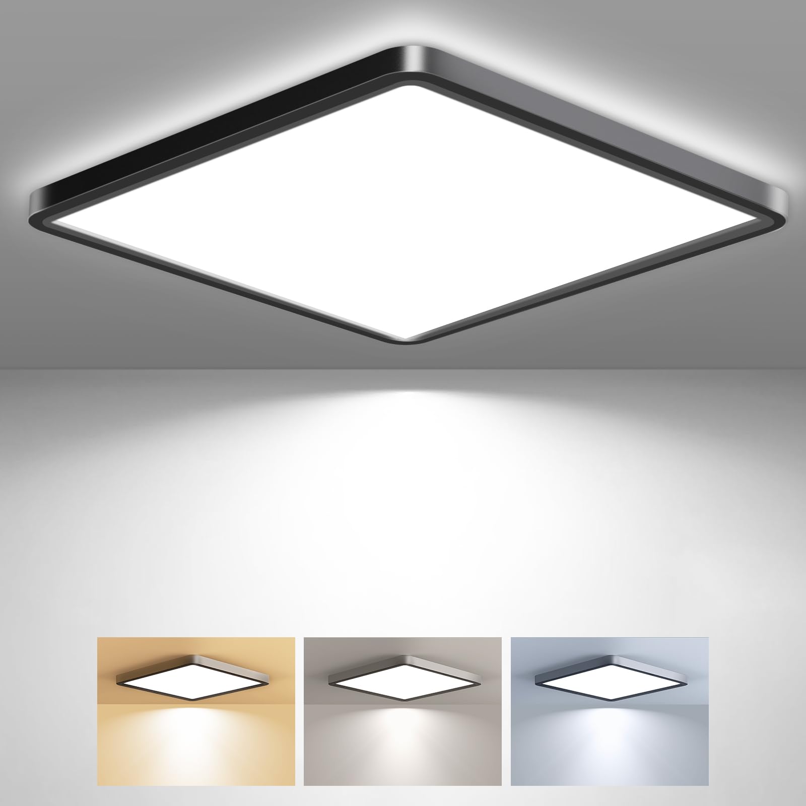 slochi LED Ceiling Light, 3000K/4000K/6500K 3 Color Temperature, IP54 Waterproof Bathroom Light