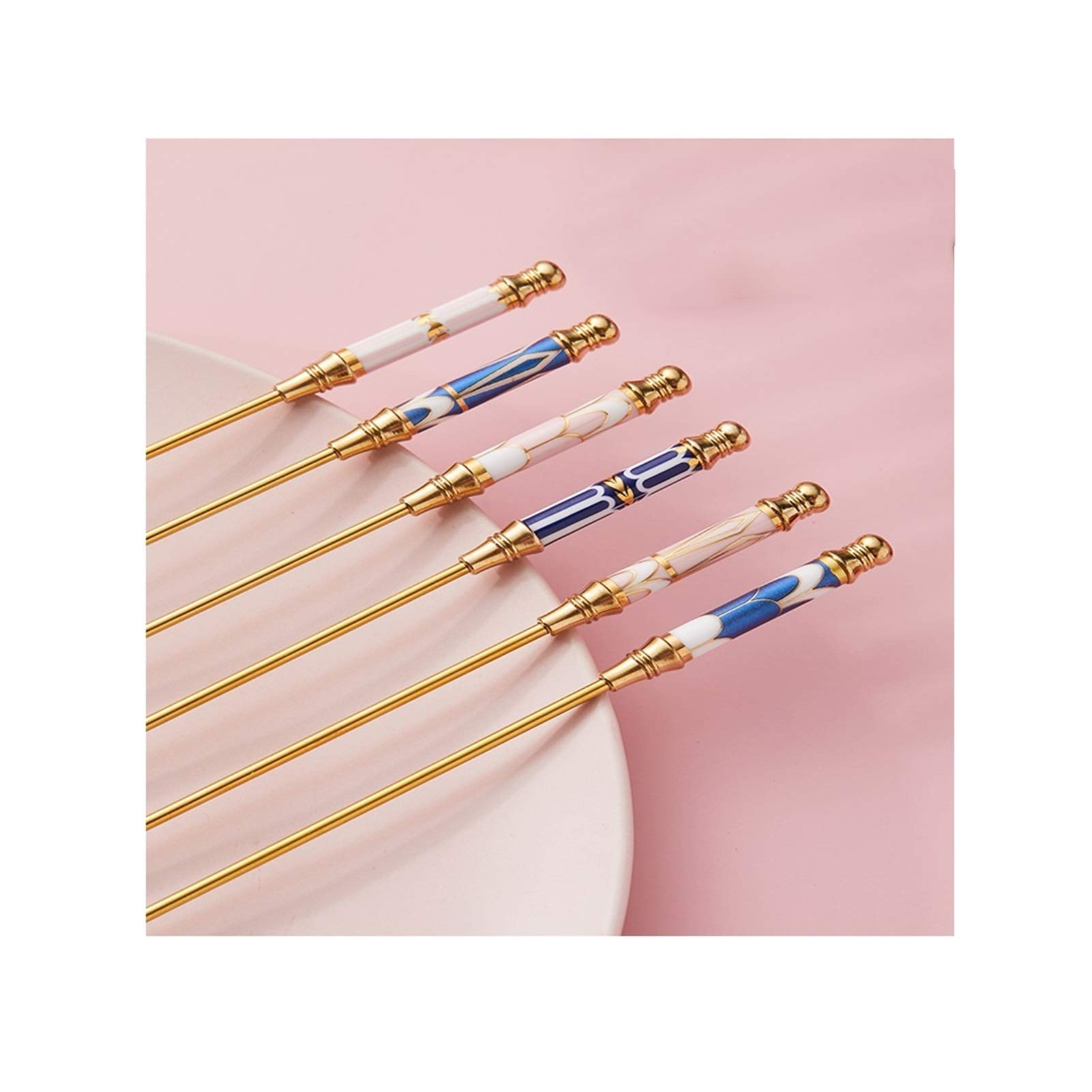 Cucharas de Postre Mango de cerámica Acero Inoxidable Leche en Polvo Leche té Bebida Leche café agitación palillo Creativo Largo Mango cóctel mezclando Palo ​Cucharas de Cóctel