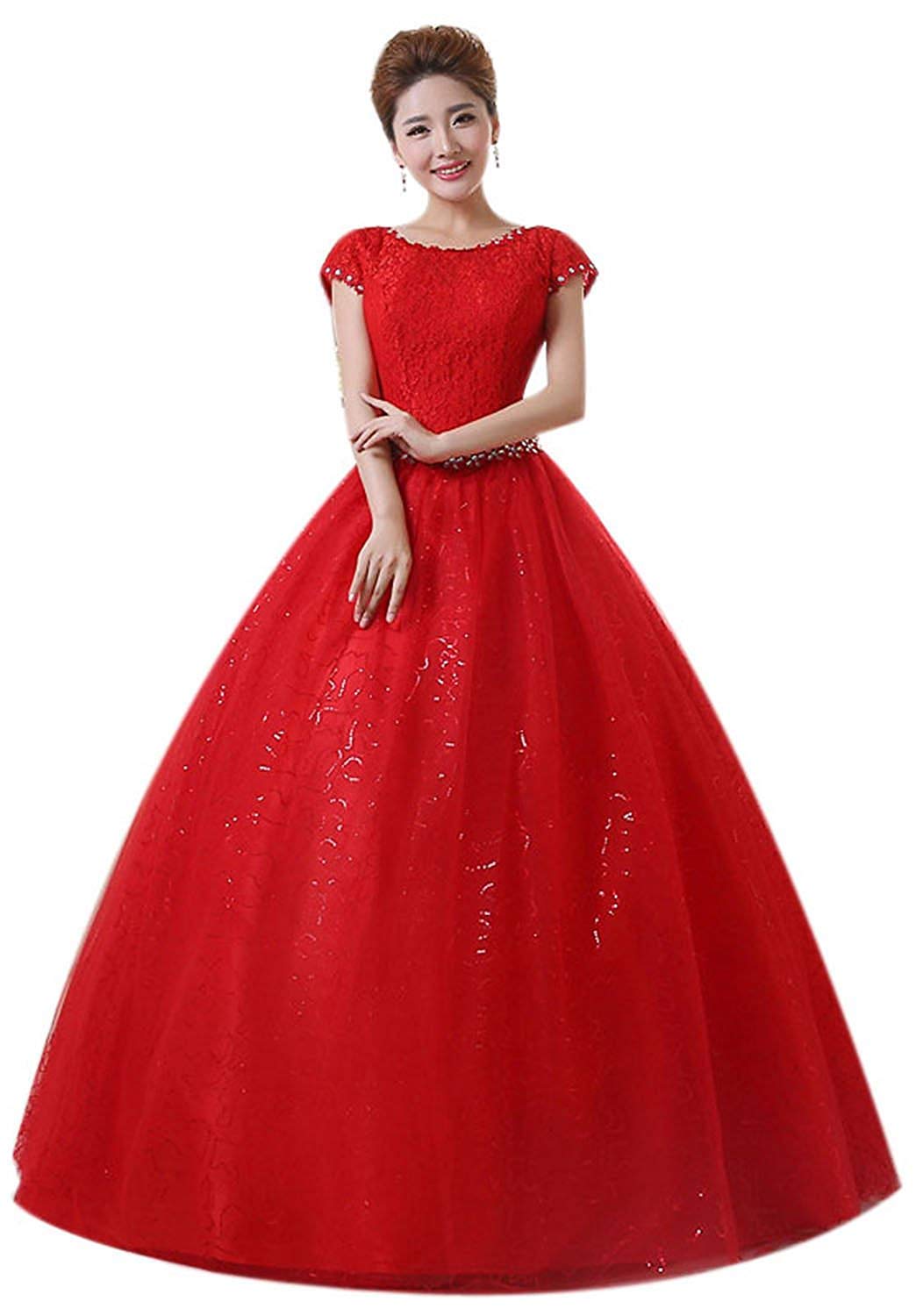 Eyekepper Double Shoulder Floor Length Bridal Gown Wedding Dress Custom Size