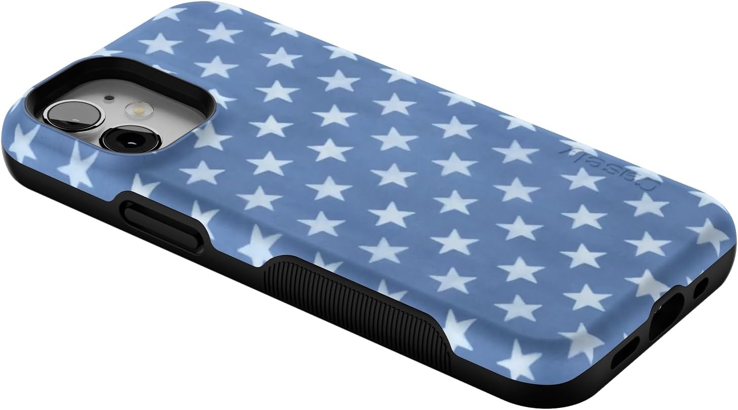 Casely iPhone 12 Mini Case | Coastal Blues | Denim Stars | Bold Protective Design | Compatible with MagSafe