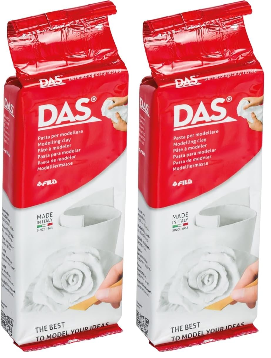 DAS 348100 lufthärtende Modelliermasse, 250 g - weiß (Packung mit 2)