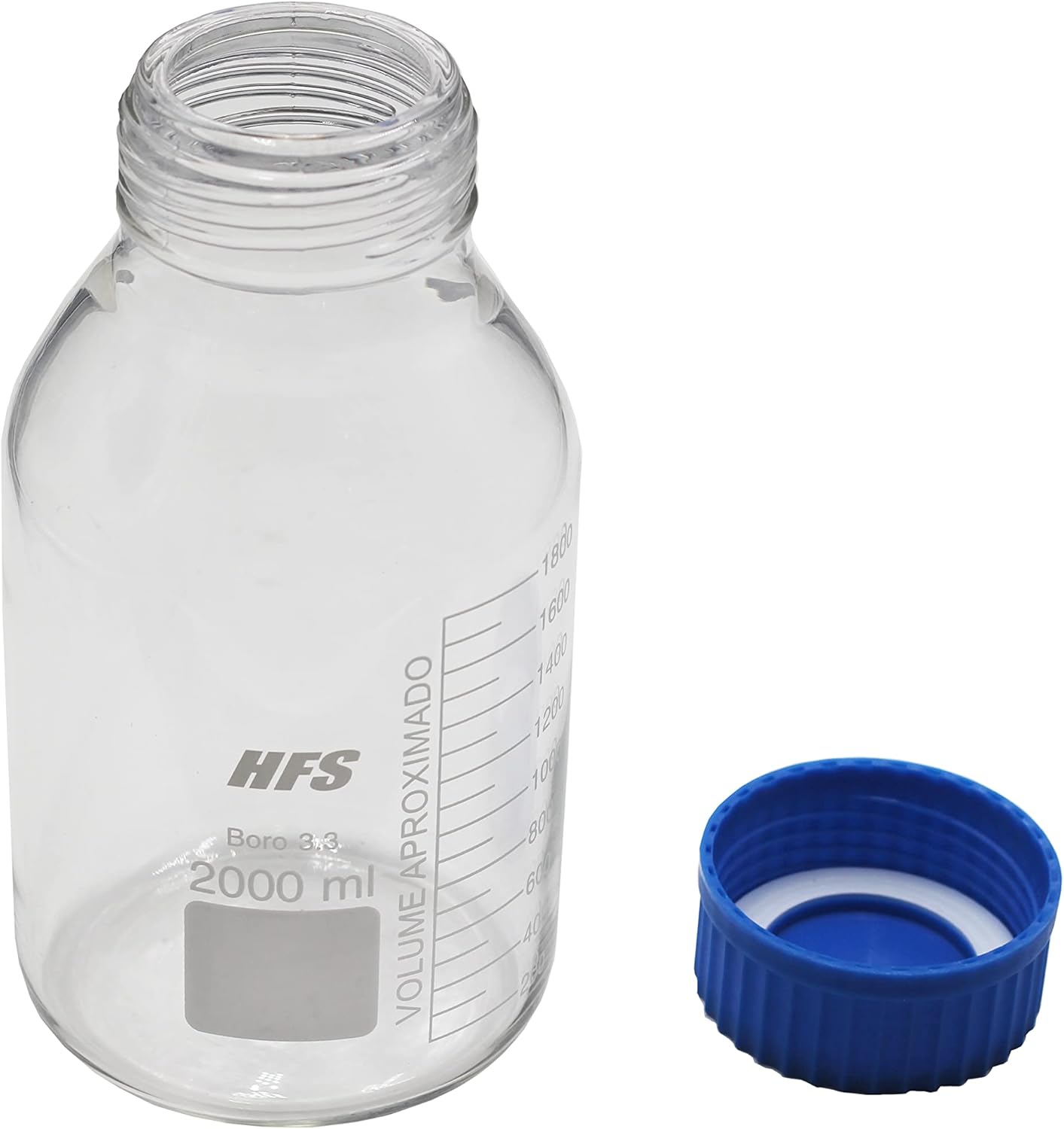 HFS(R 2PCs 2L Round Laboratory Media Storage Bottles, with GL80 PP Screw Cap, Borosilicate Glass