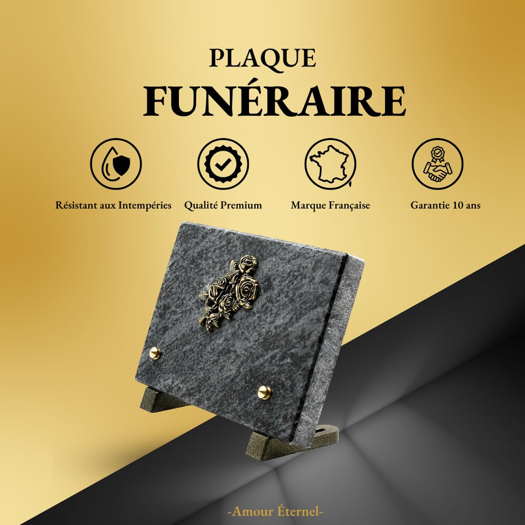 PAR - Plaque funéraire sans inscriptions - Inters pré-gravés à acheter séparement (RECTANGLE SANS INSCRIPTION)