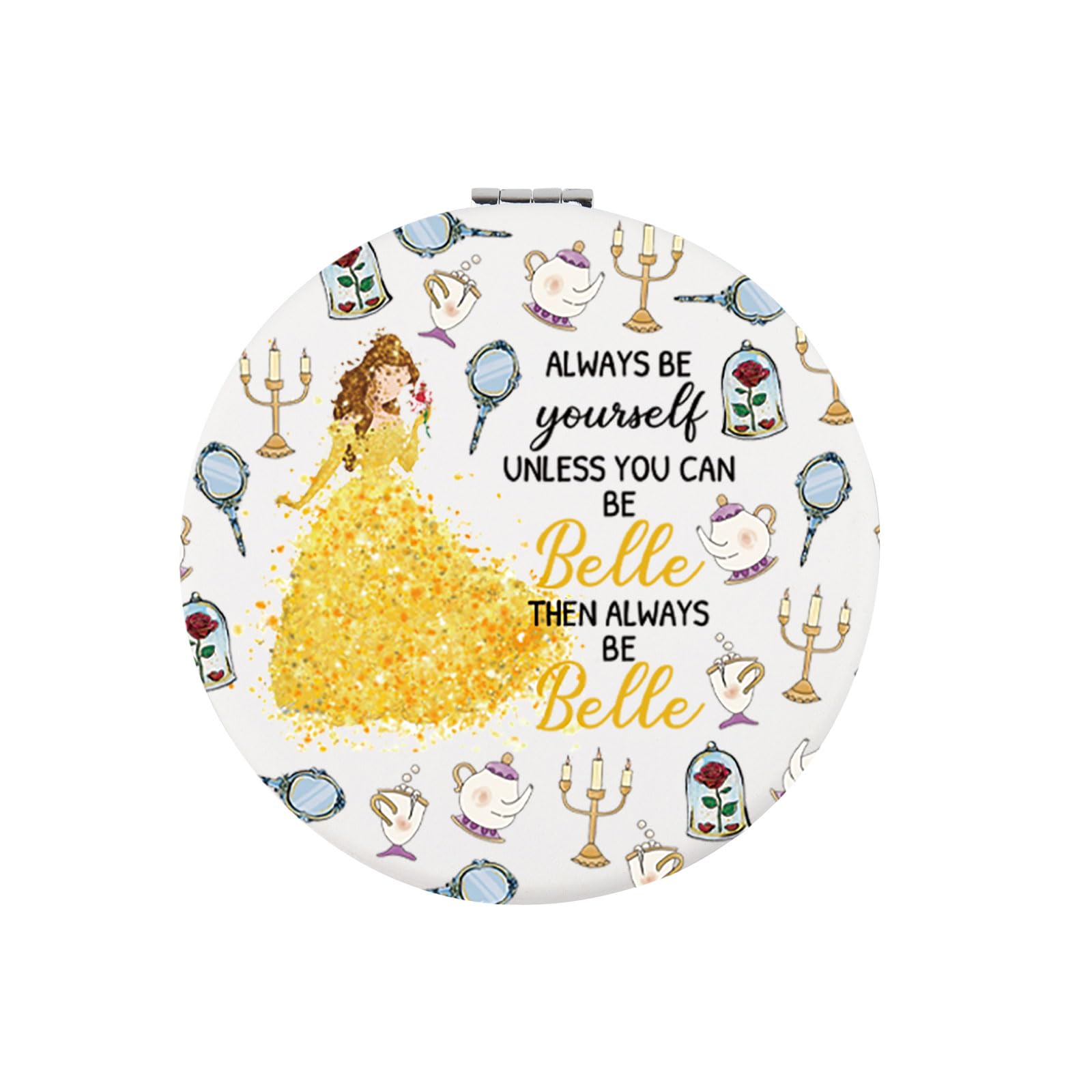Beauty Movie Kompaktspiegel 'Always Be Belle' – Doppelseitig (1x Normal, 1x 2-fach Vergrößerung), 6,5 Cm