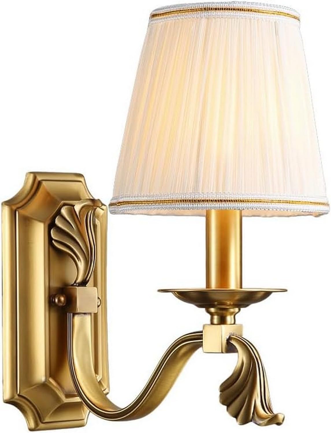 HPTHLY Wall Light Bedside Decor Lamp Home Fabric Shade Wall Sconce E14 1-Light Brass Wall Lamps Bedroom Bedside Wall Mount Lights Living Room Hallway Wall L