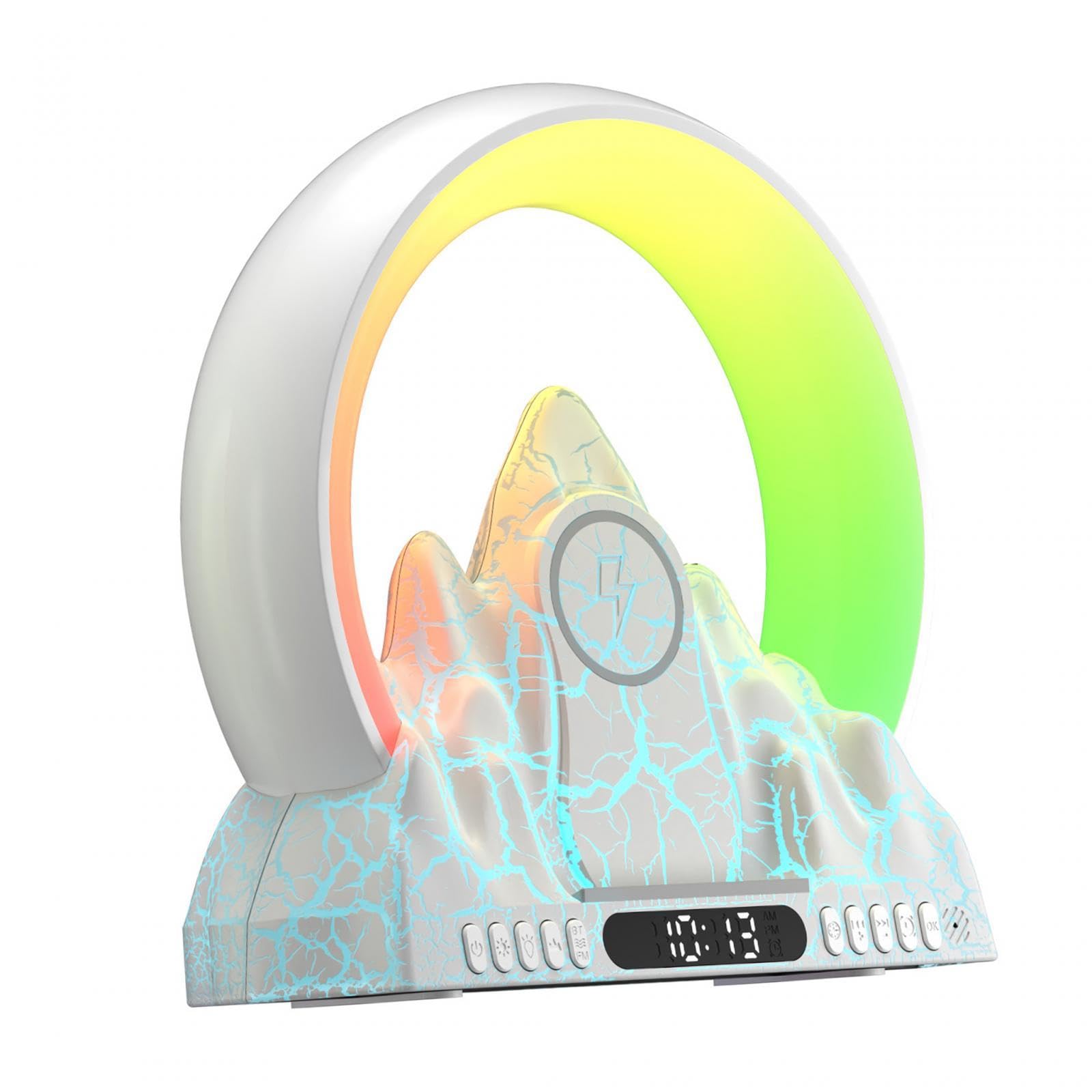 Milageto Reloj Despertador con Altavoz, lámpara de Noche, Reloj Despertador Digital, lámpara LED Inteligente, lámpara de Noche LED, Reloj Despertador, para, Blanco