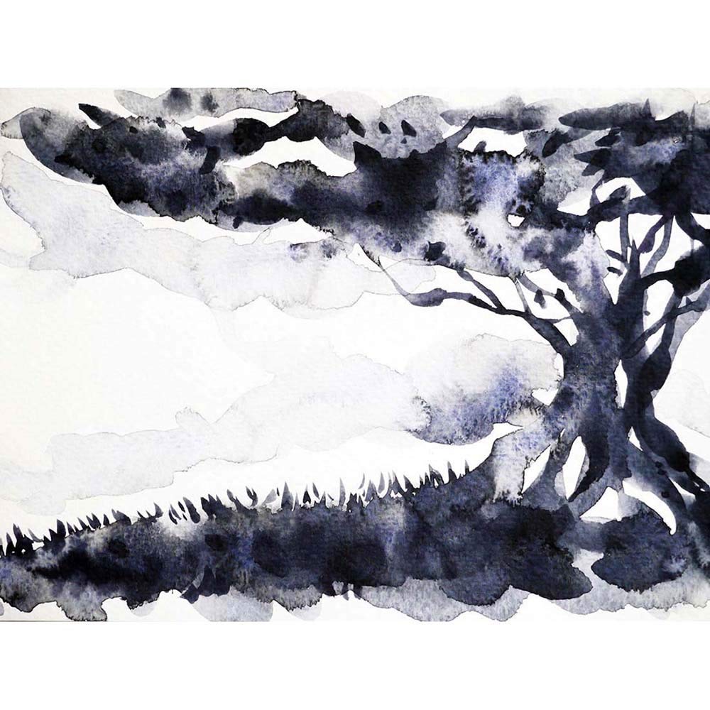 Wee Blue Coo Ink Abstract Tree Art Print Poster Wall Decor 12X16 Inch