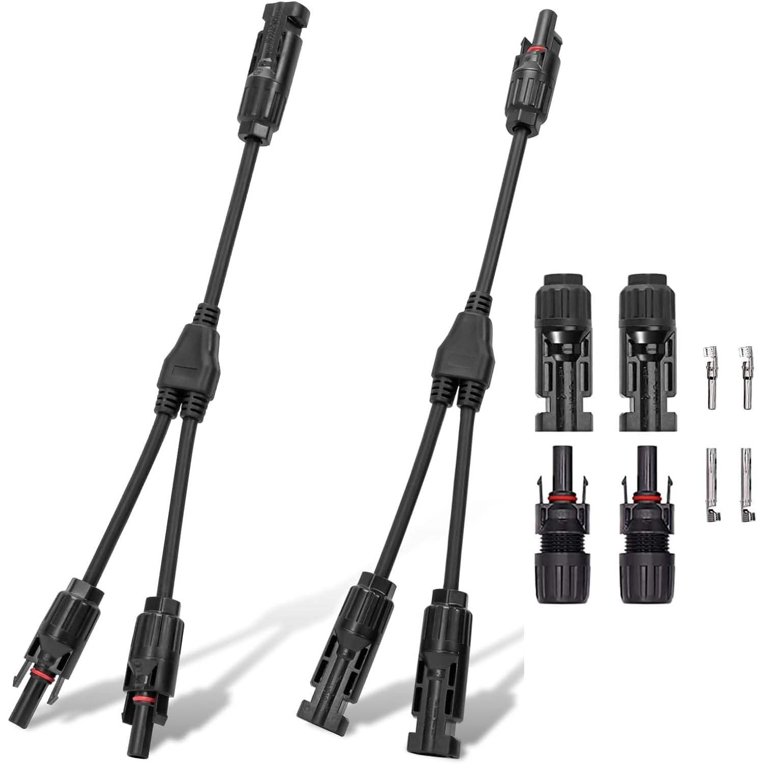 CELANO MC4 Solar Connector Y Branch Pair Set (1 Male+2 Female & 1 Female+2 Male) – Parallel Connection Between Solar Panels | Black | Pack of 1 Set