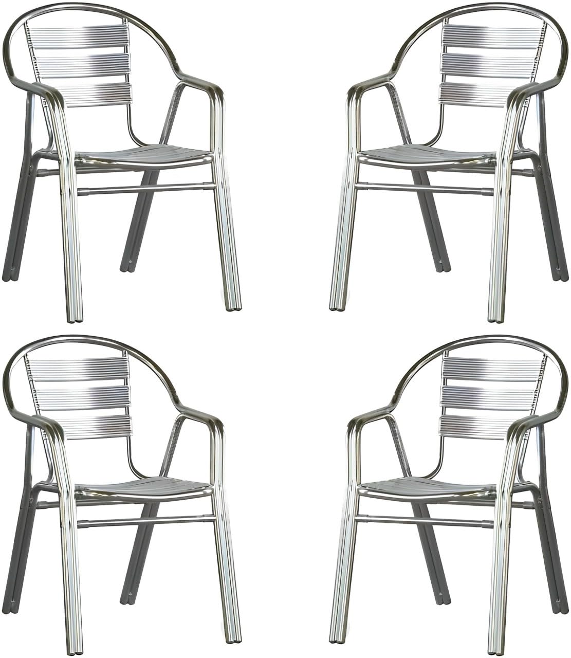 MBH – Silla de Aluminio de Doble Tubo para hostelería. Silla Industrial para terraza Exterior e Interior de Bar, Restaurante, Hotel y cafetería. Mobiliario hostelería (4 Unidades).