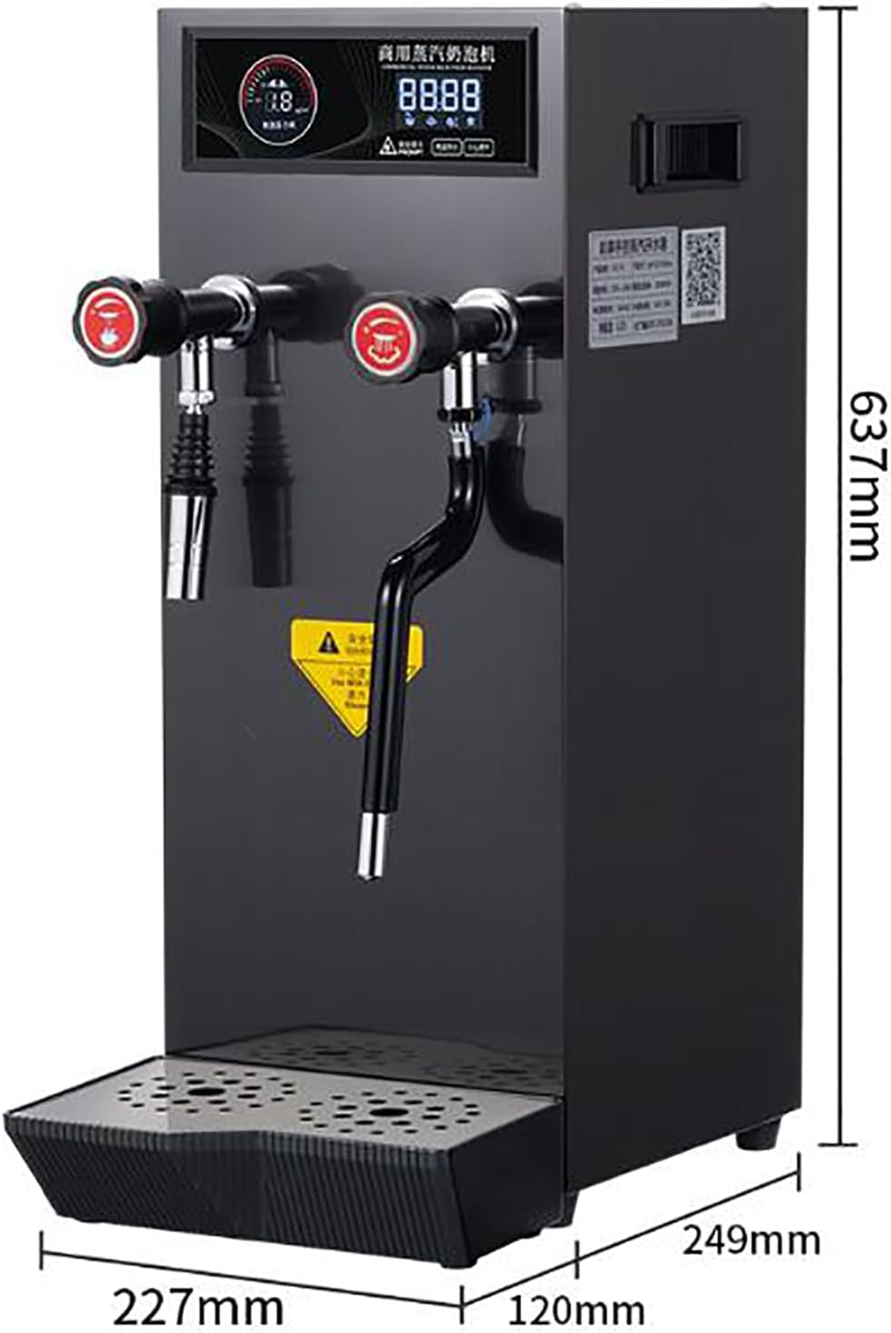 2500 W Komercyjny spieniacz do mleka, elektryczny, w pełni automatyczny, podgrzewacz do mleka, spieniacz do mleka, 12 l, wyświetlacz, trzepaczka do kawy, spieniacz do cappuccino, latte, gorącej czek