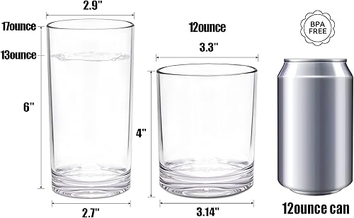 Miniatura 5 de Juego de 12 vasos de plástico para beber, reutilizables, acrílicos, mezclados, aptos para lavavajillas, para bar, hogar, cocina, fiesta, exterior