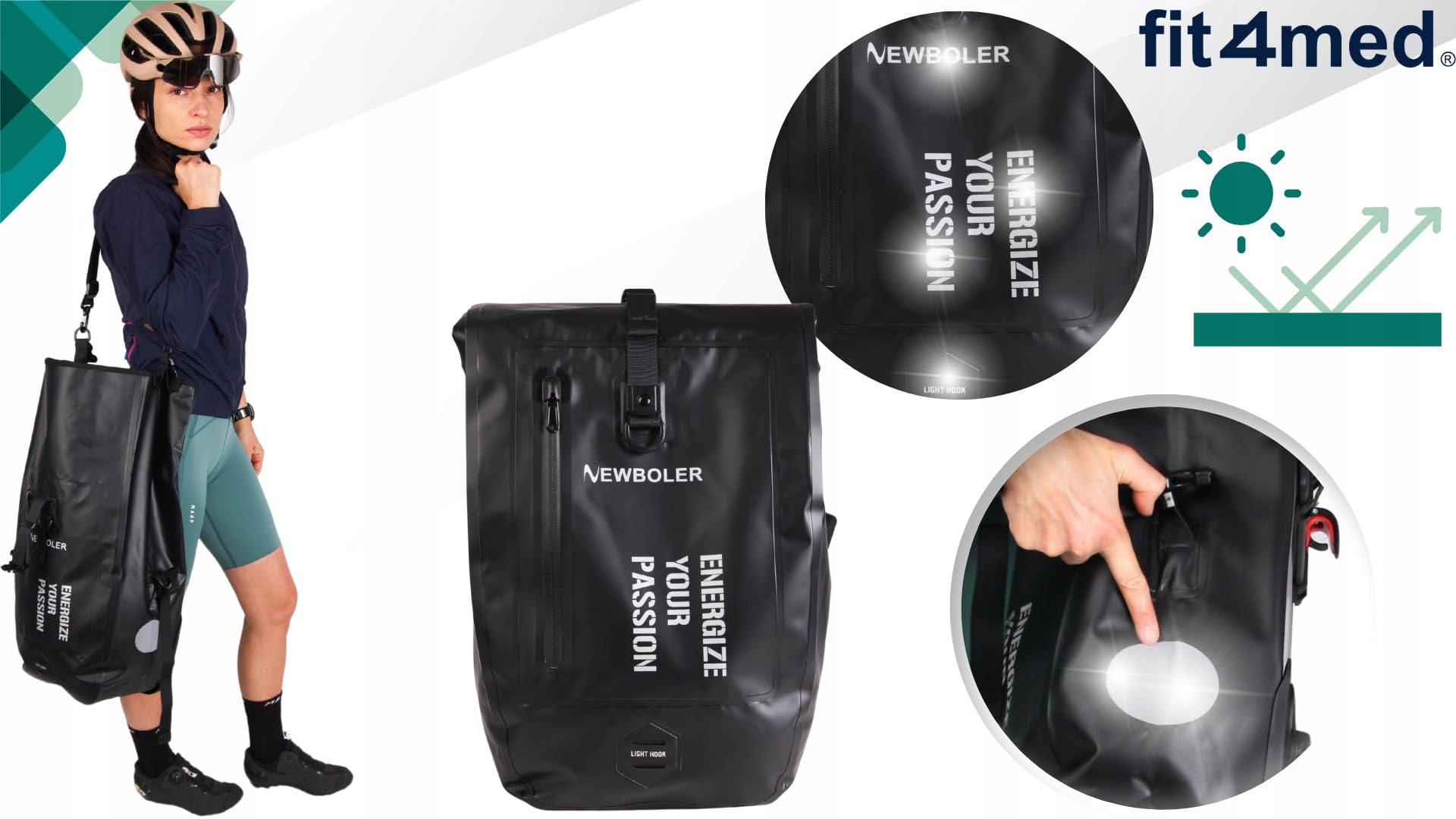 SAKWA ROWEROWA TORBA NA BAGAŻNIK TYŁ BACK-ROLLER ROLOWANA DUŻA WODOODPORNA fit4med
