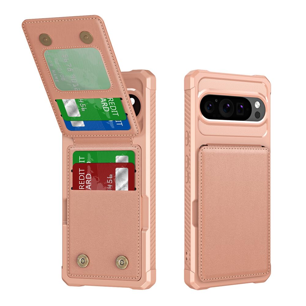 Generic Funda compatible con Google Pixel 8A (color: oro rosa), funda trasera de silicona dura con soporte