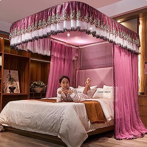 Mosquitera con dosel para cama evita picaduras con su soporte estable de 200x220cm 2